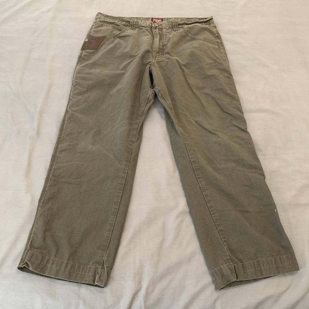 Wrangler Pants Mens 36x31 Green Rugged Wear Canvas Carpenter Relaxed‎ Workwear